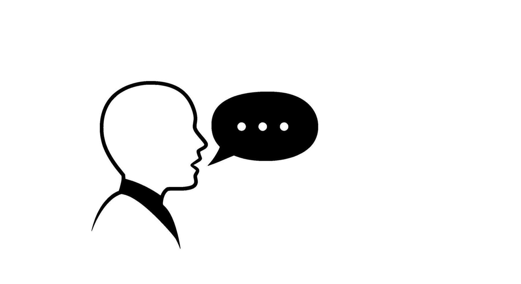 Silhouette Head Speaking Icon, Minimalist Communication vector