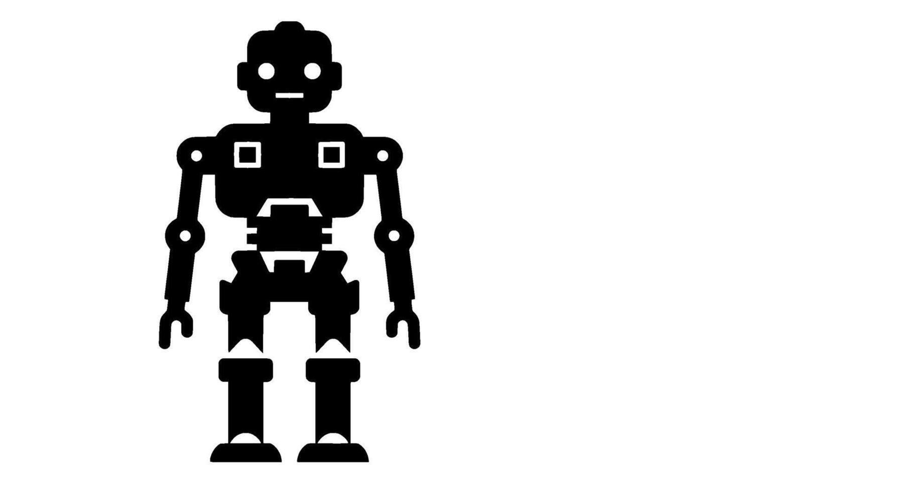 Monochrome Robot Icon Geometric Block Design vector