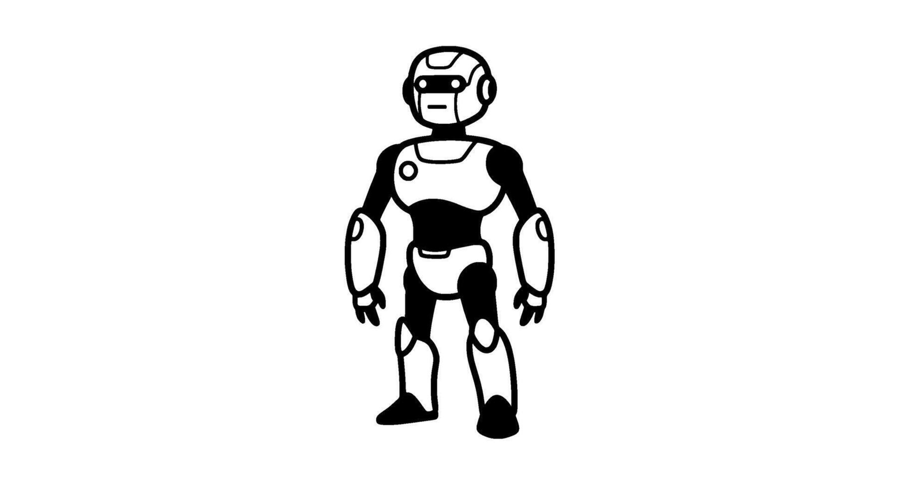 Monochrome Robot Illustration, Futuristic Design vector