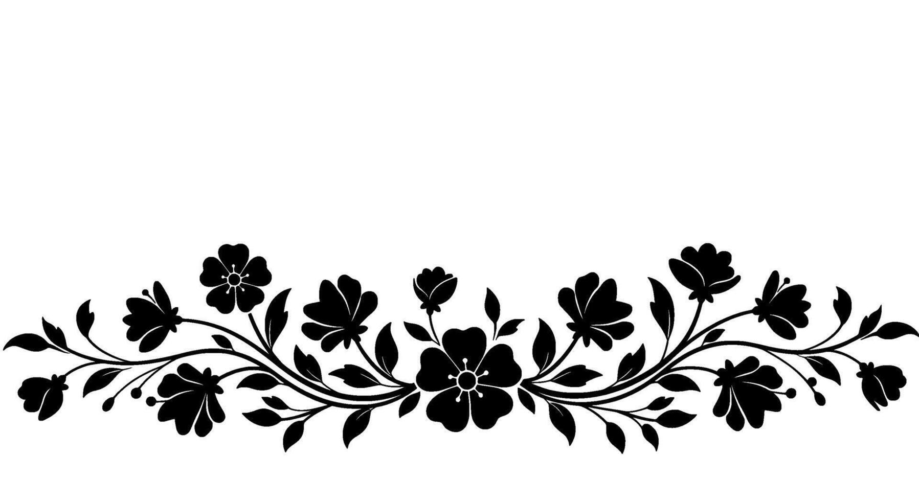 Black Floral Branch Silhouette Design vector