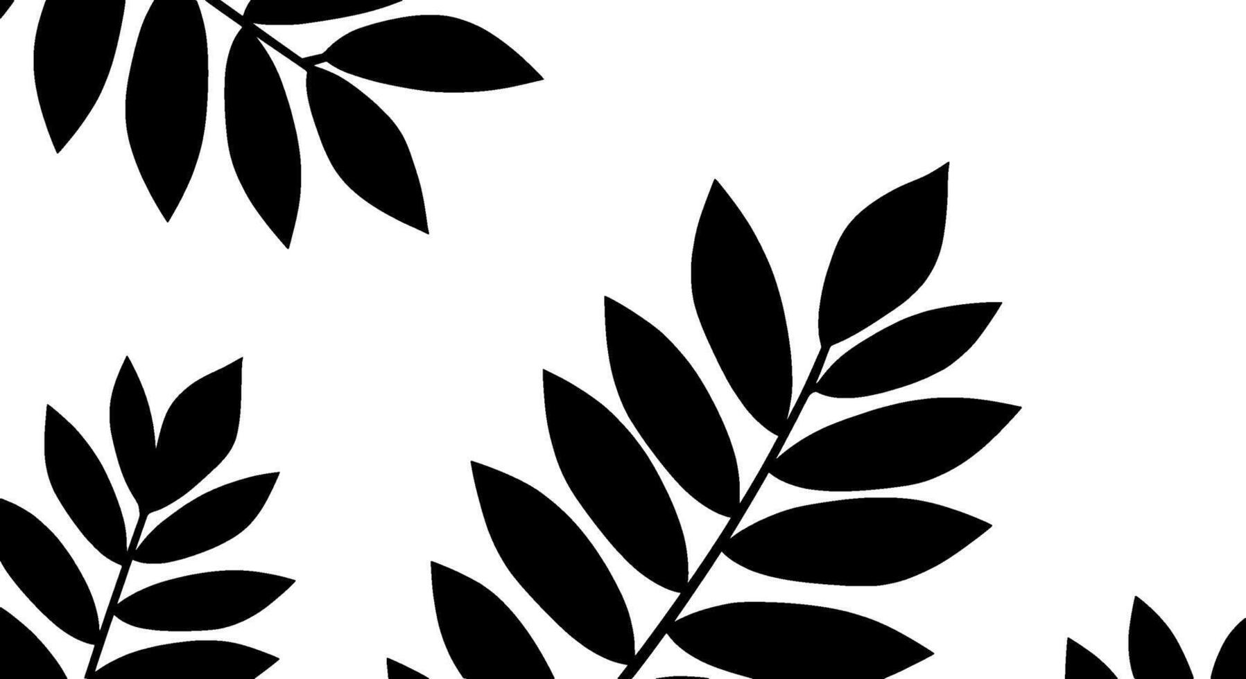 Black and White Botanical Branch Silhouette vector
