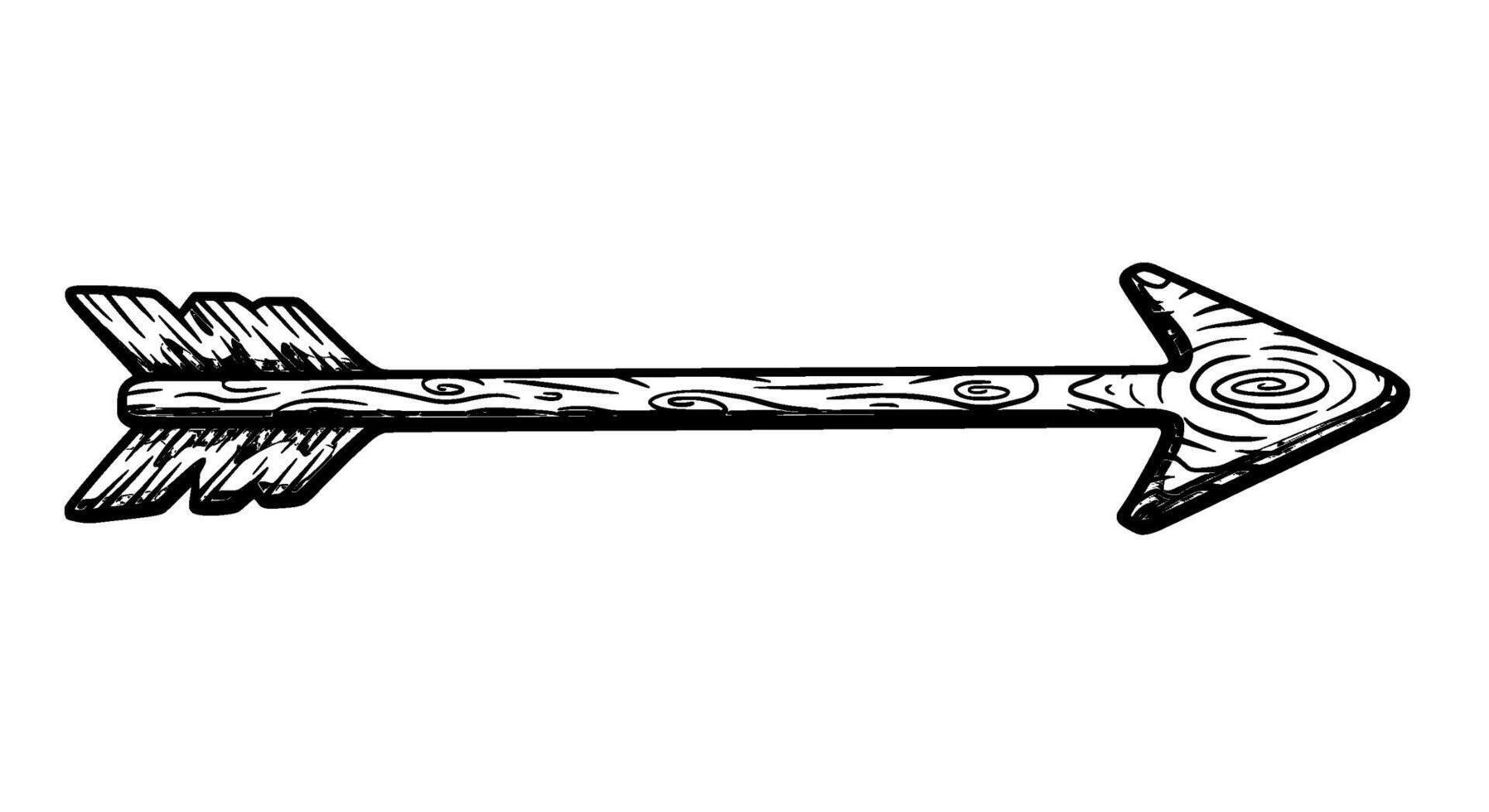 Hand-drawn Wooden Arrow Icon, Right Direction vector