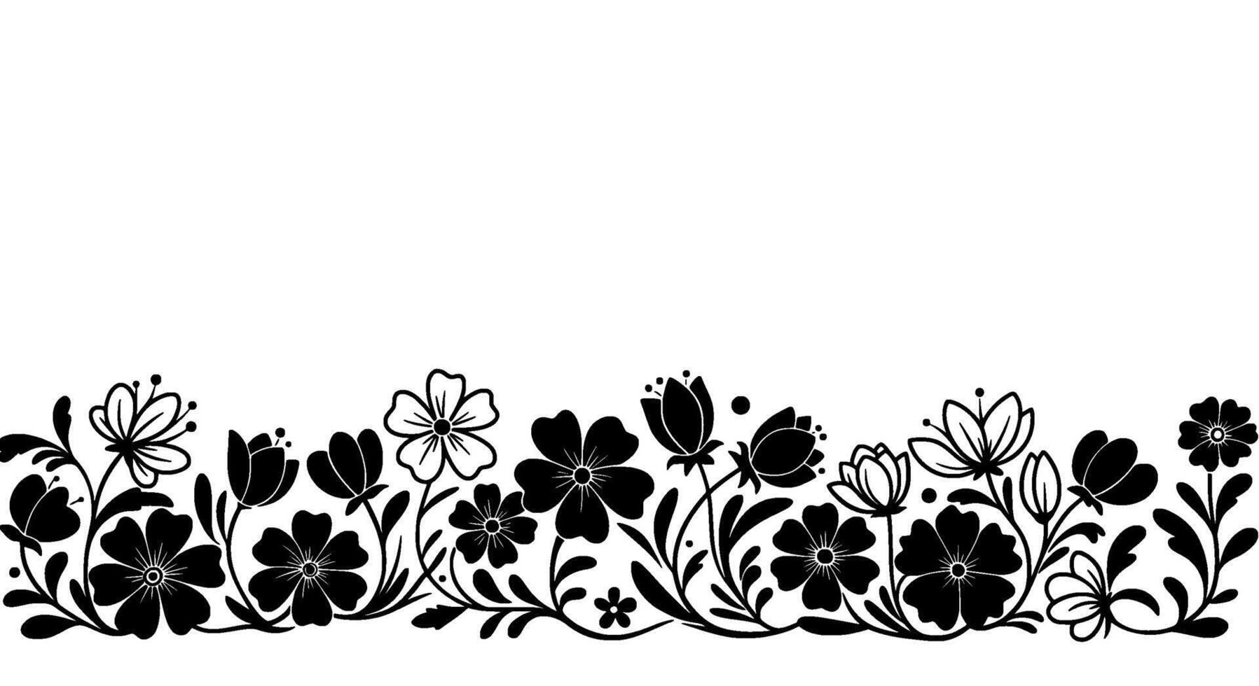 Black and White Floral Border Design vector