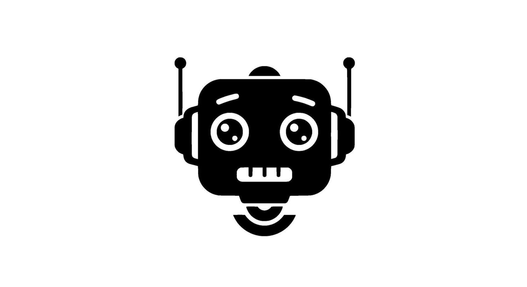 Retro Robot Head Icon Monochrome Design vector