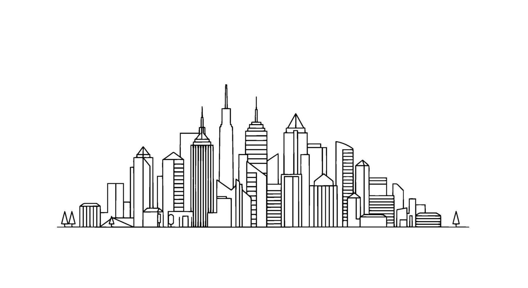 Linear Cityscape Skyline Minimalist Designalt vector