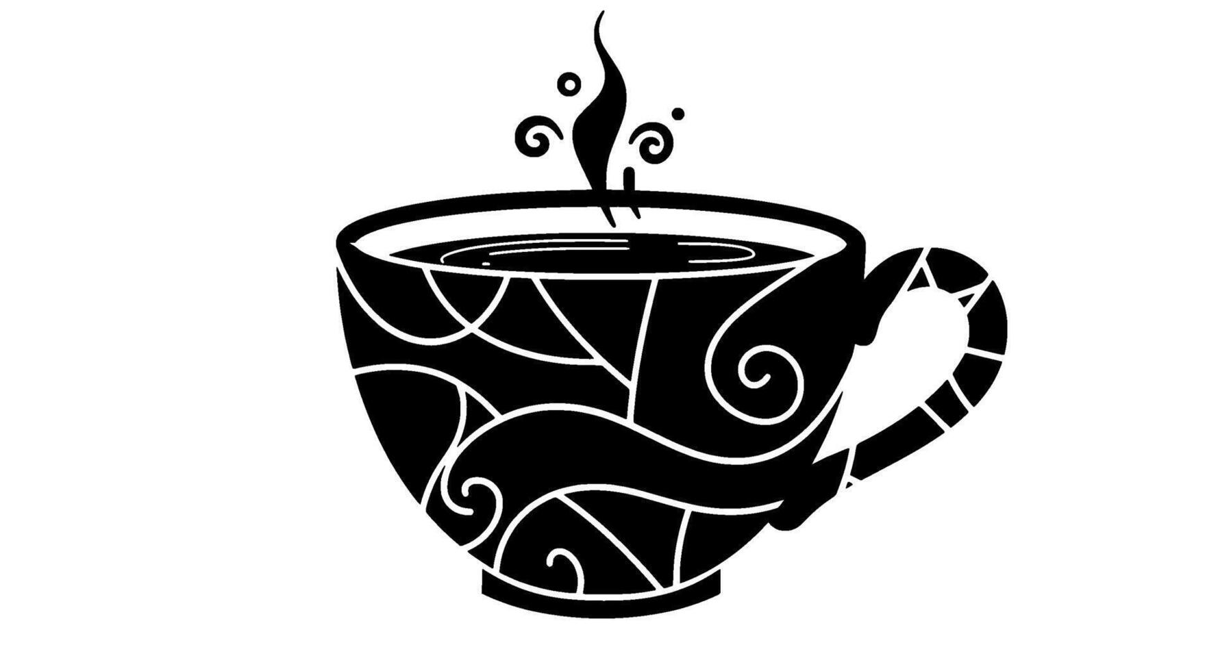 Ornate Coffee Cup with Swirling Design vector