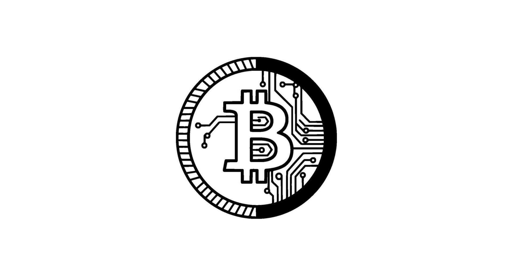 Bitcoin Circuit Board Coin HalfTone vector