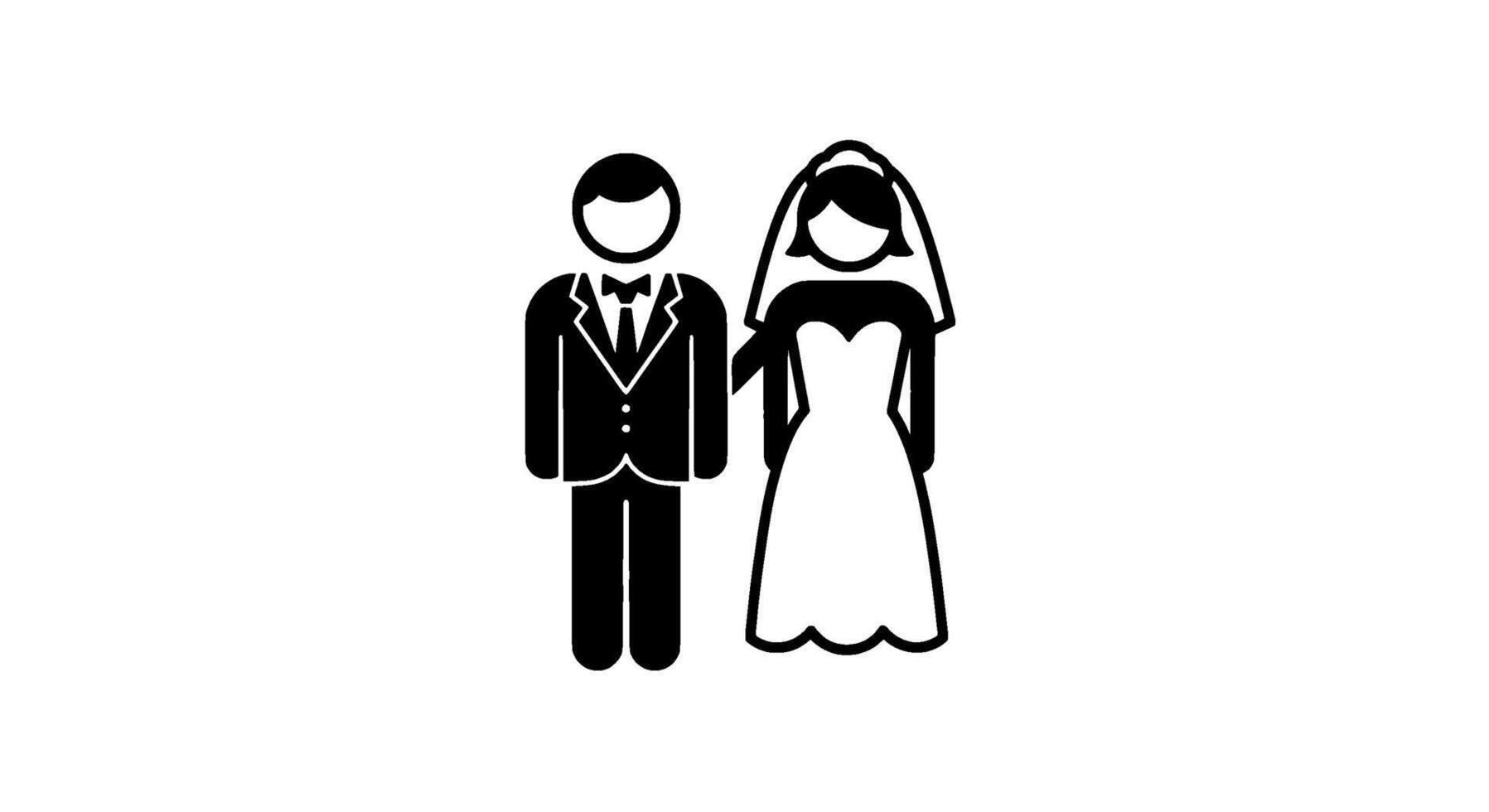 Simple Black Wedding Couple Icon vector