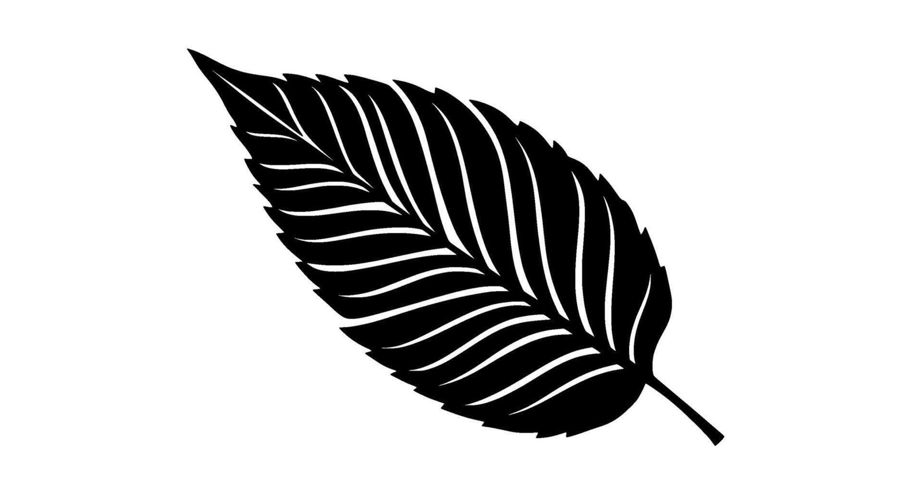 Striped Monochrome Leaf Silhouette vector