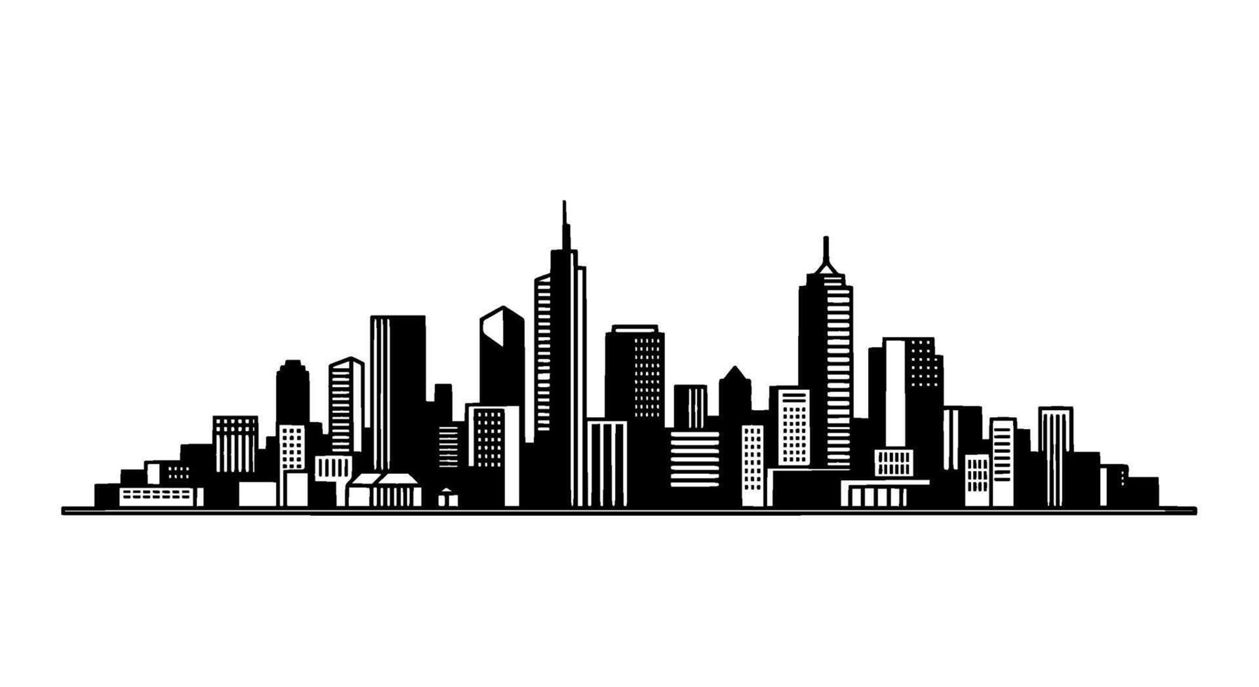 Cityscape Skyline Monochrome Minimalist Design vector
