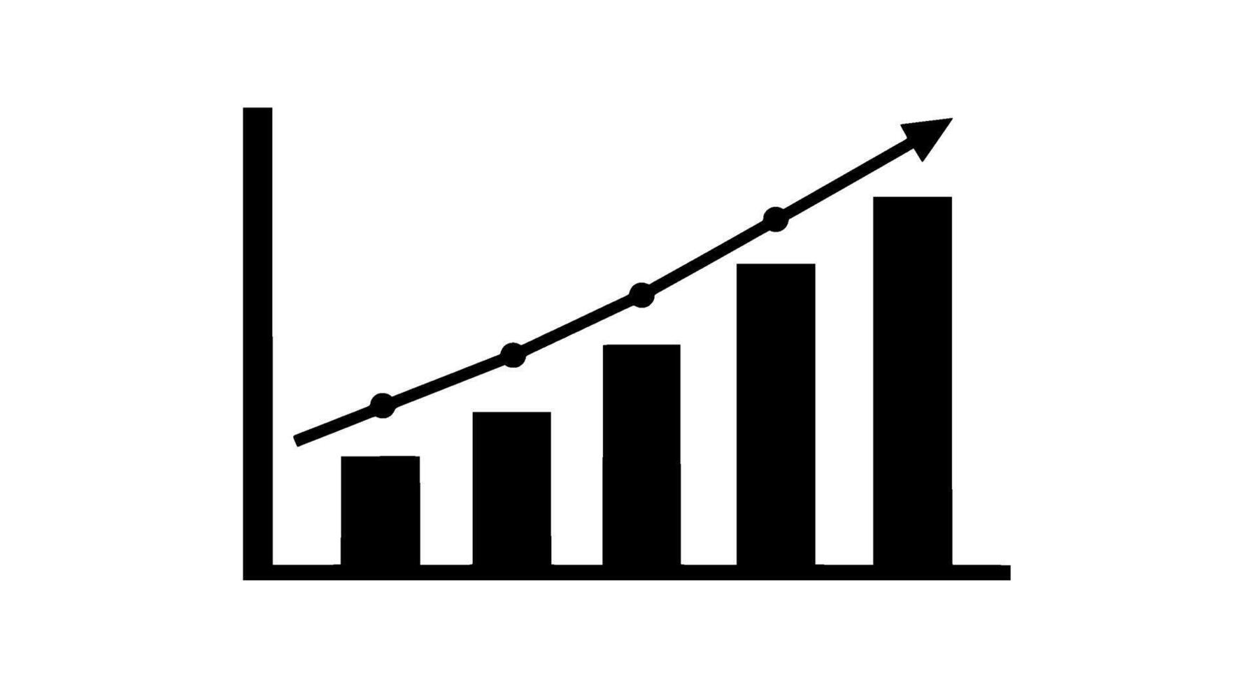 Monochrome Bar Graph with Rising Trend Line vector