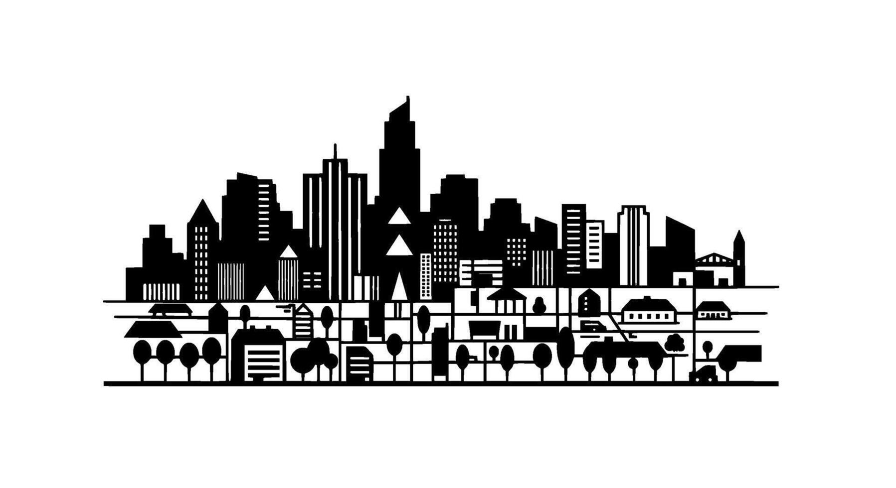 Monochrome Cityscape Skyline Illustrationalt2 vector