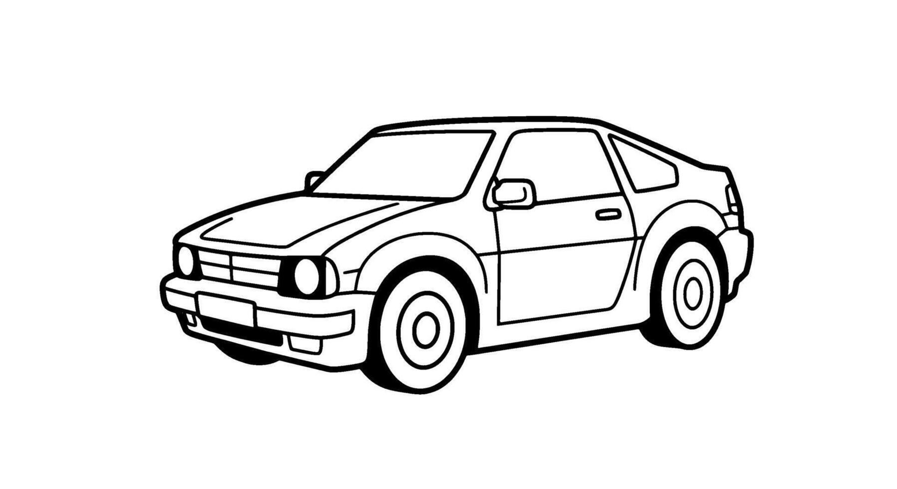 Retro Coupe Car Outline Illustration vector