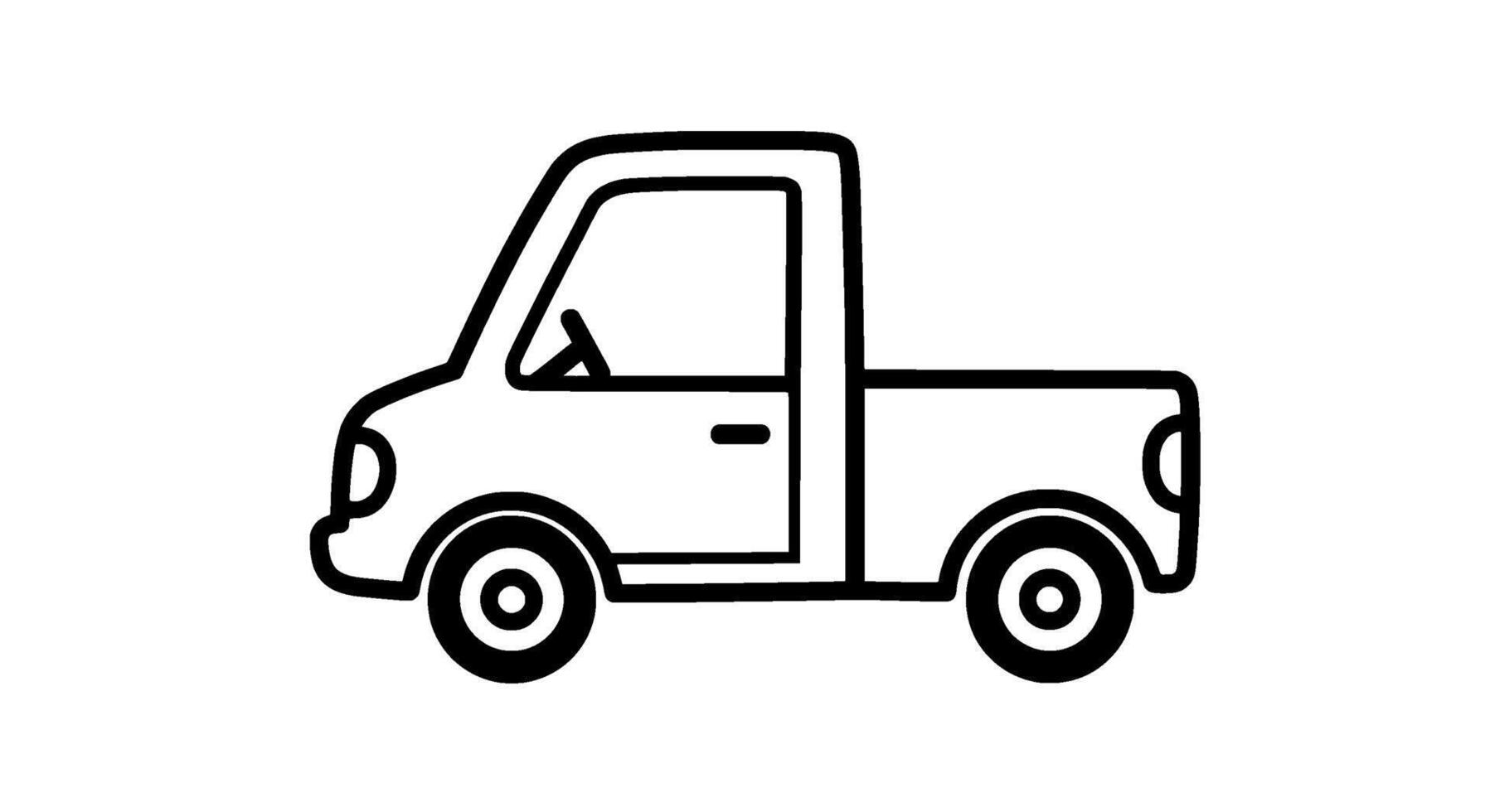 Simple Line Art Pickup Truck Icon vector