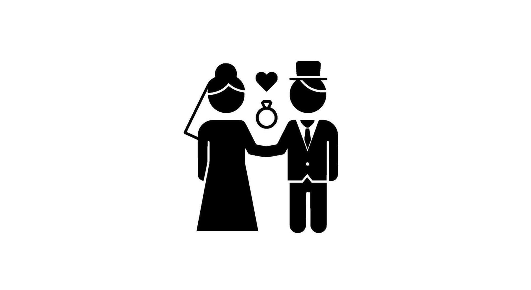 Simple Monochrome Wedding Couple Iconalt vector