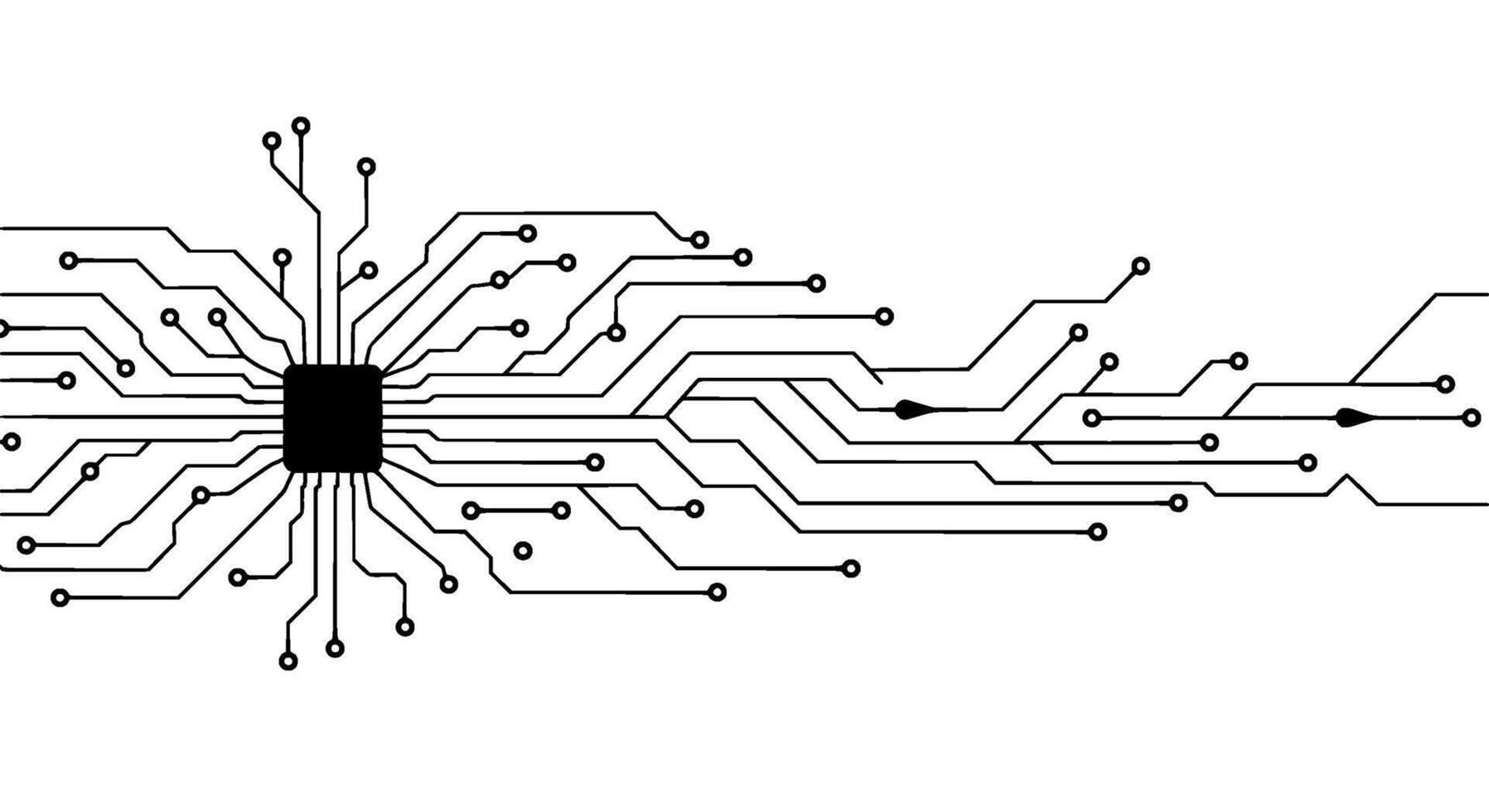 Abstract Circuit Board Lines with Central Processor vector