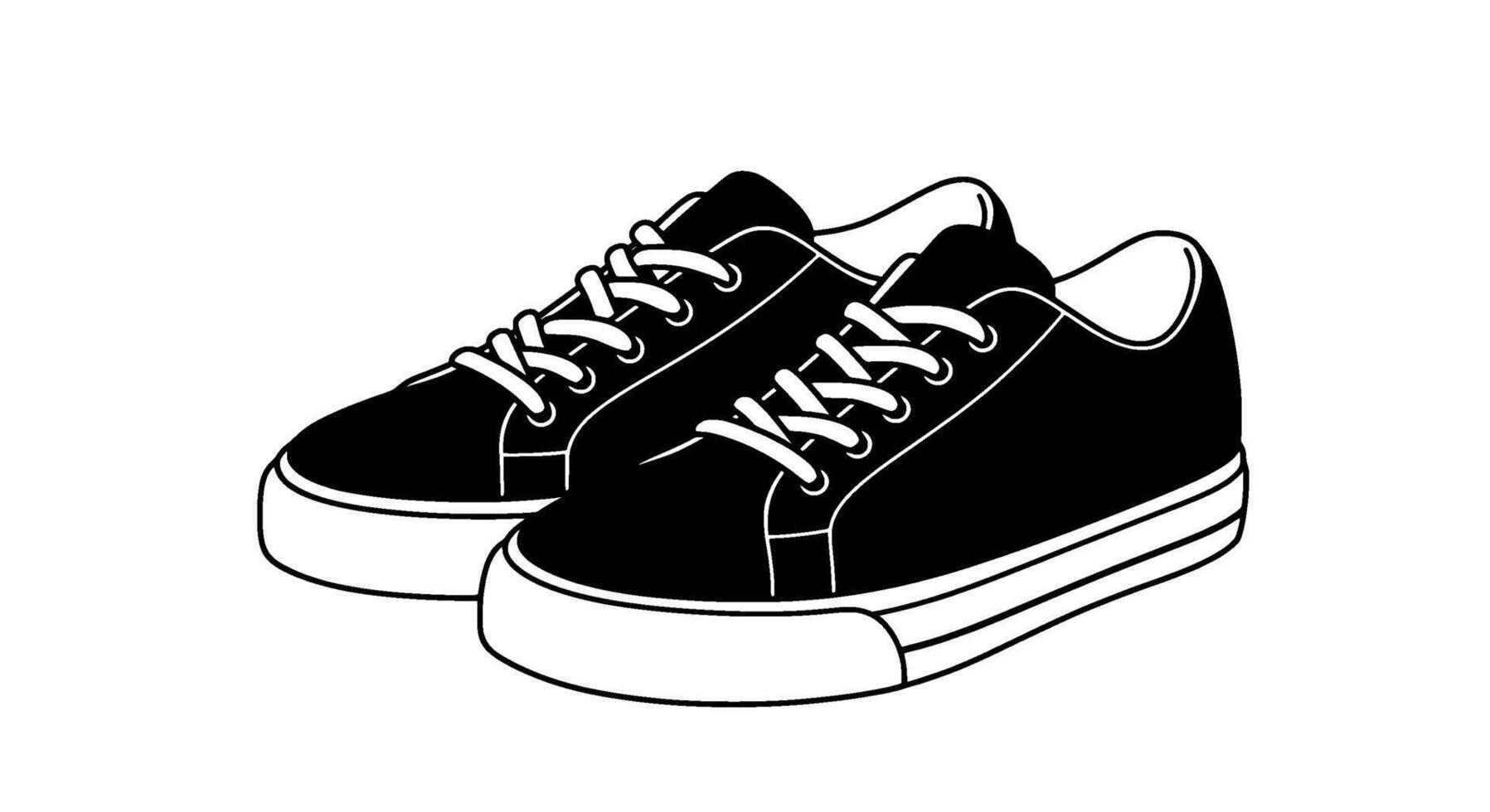Monochromatic Canvas Sneaker Pair vector