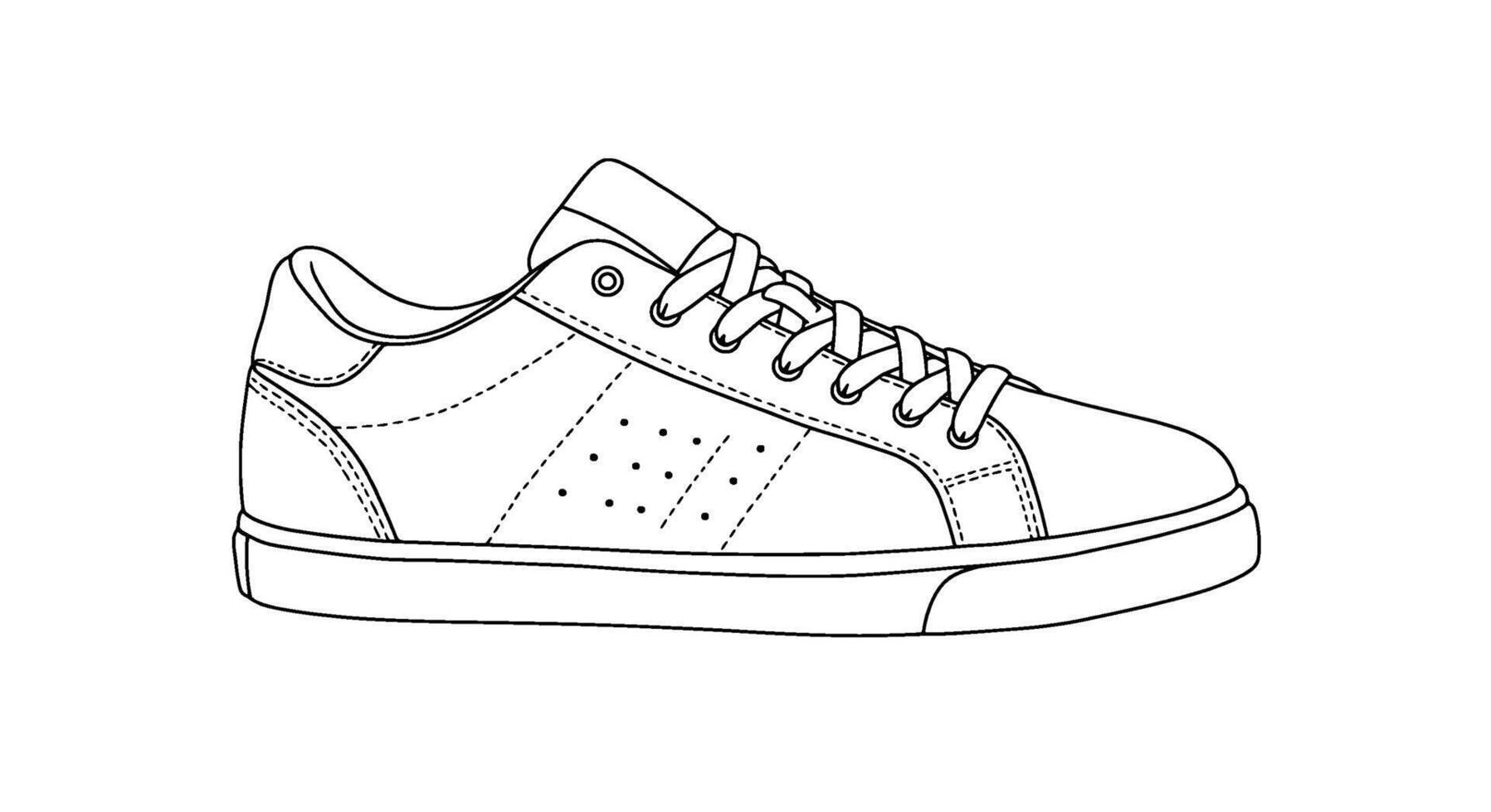 Line Art Sneaker Design with Perforated Detail vector