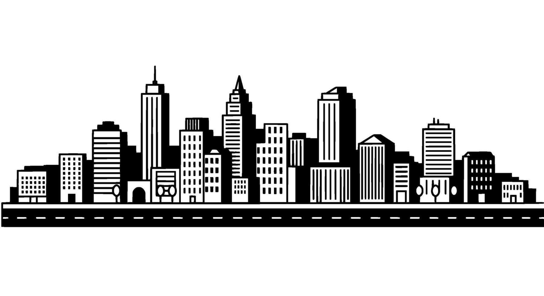 Monochrome Cityscape Skyline vector