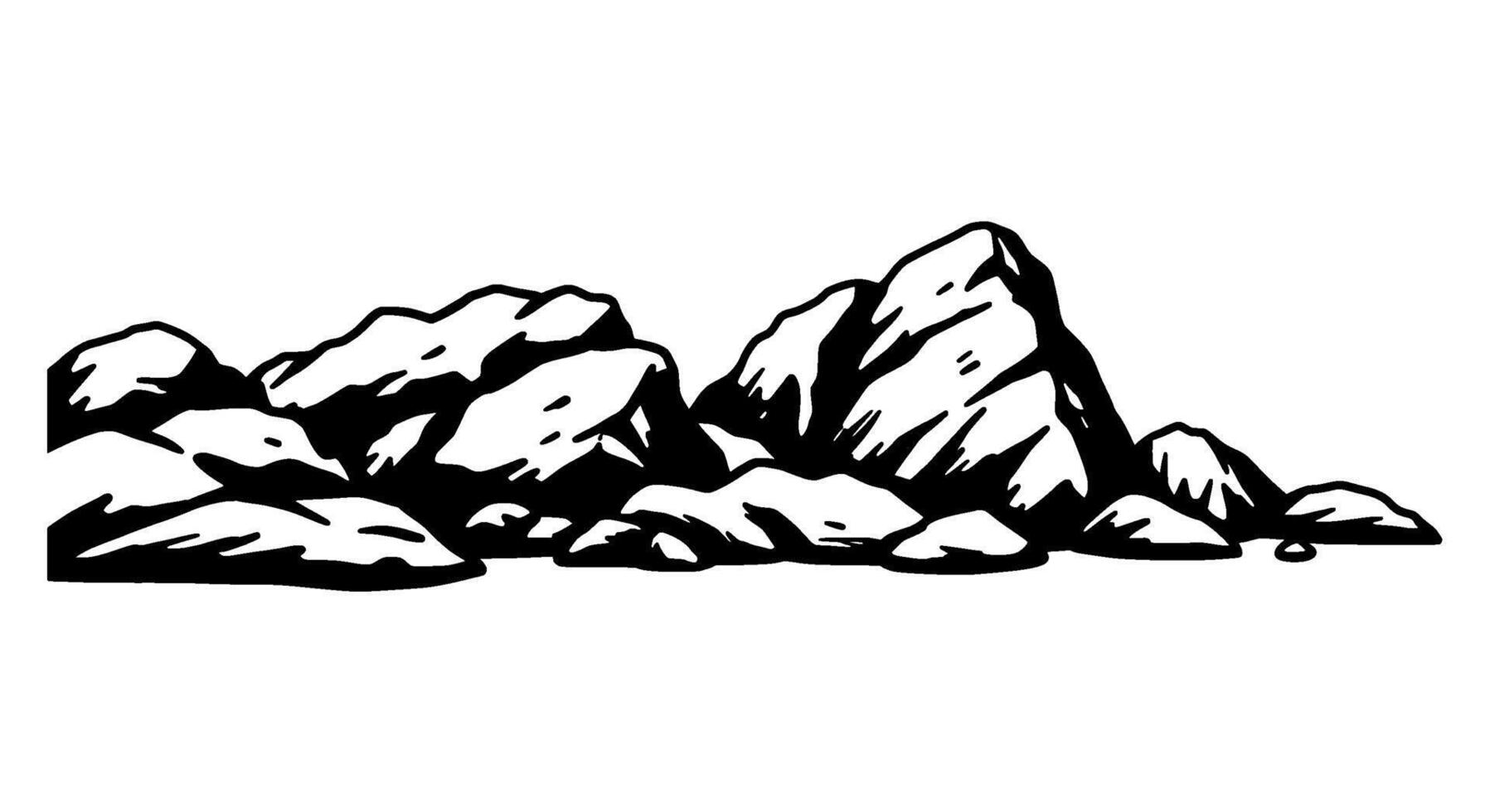 Black Ink Rocky Mountain Range Illustration vector