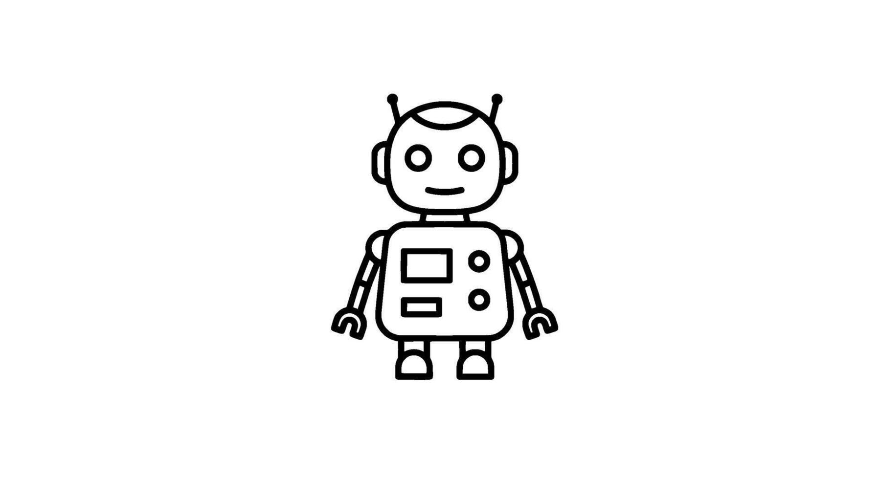 Simple Line Robot Icon, Minimalist Bot Design vector