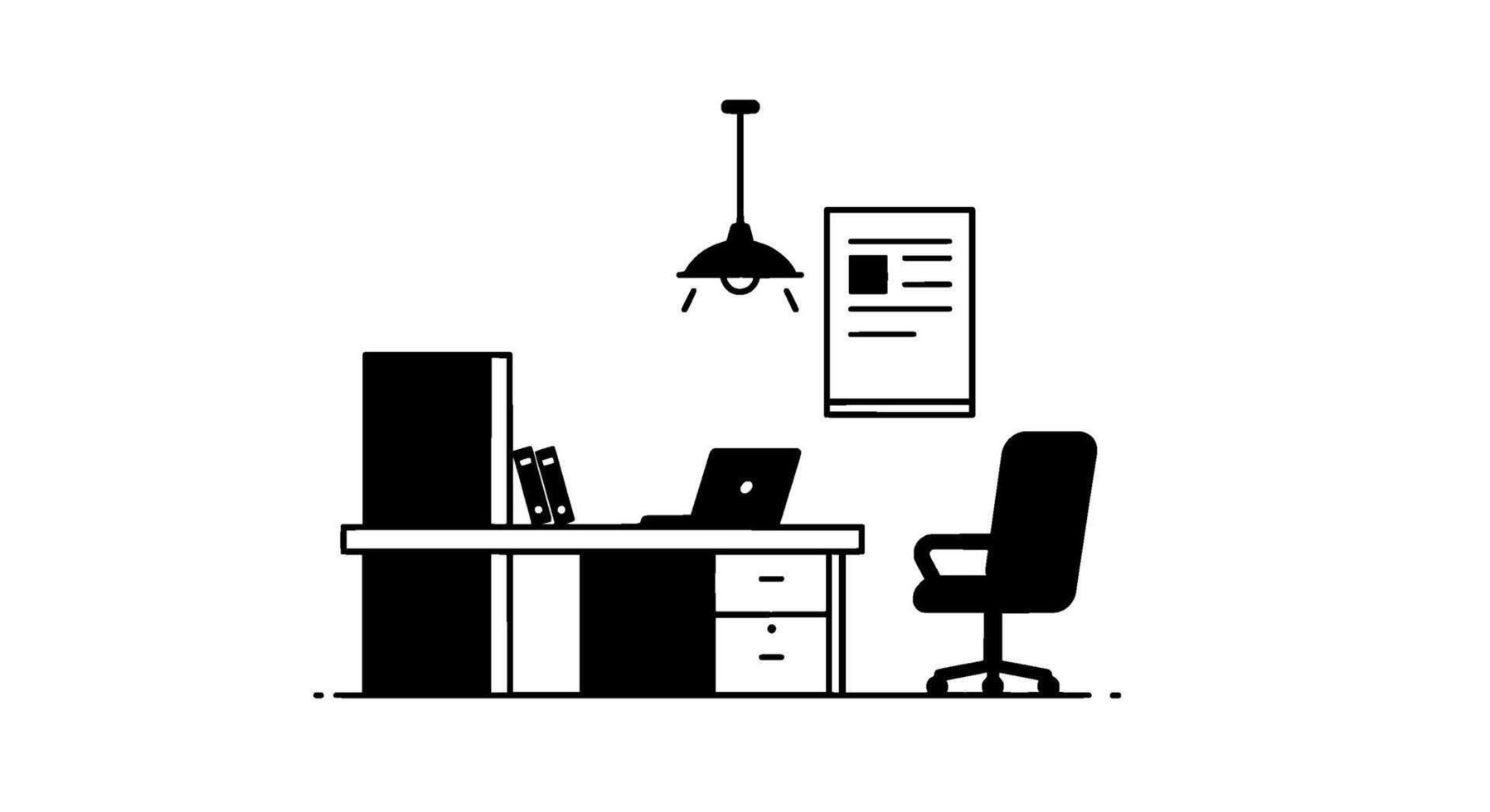 Monochromatic Office Workspace Minimalist Icon vector