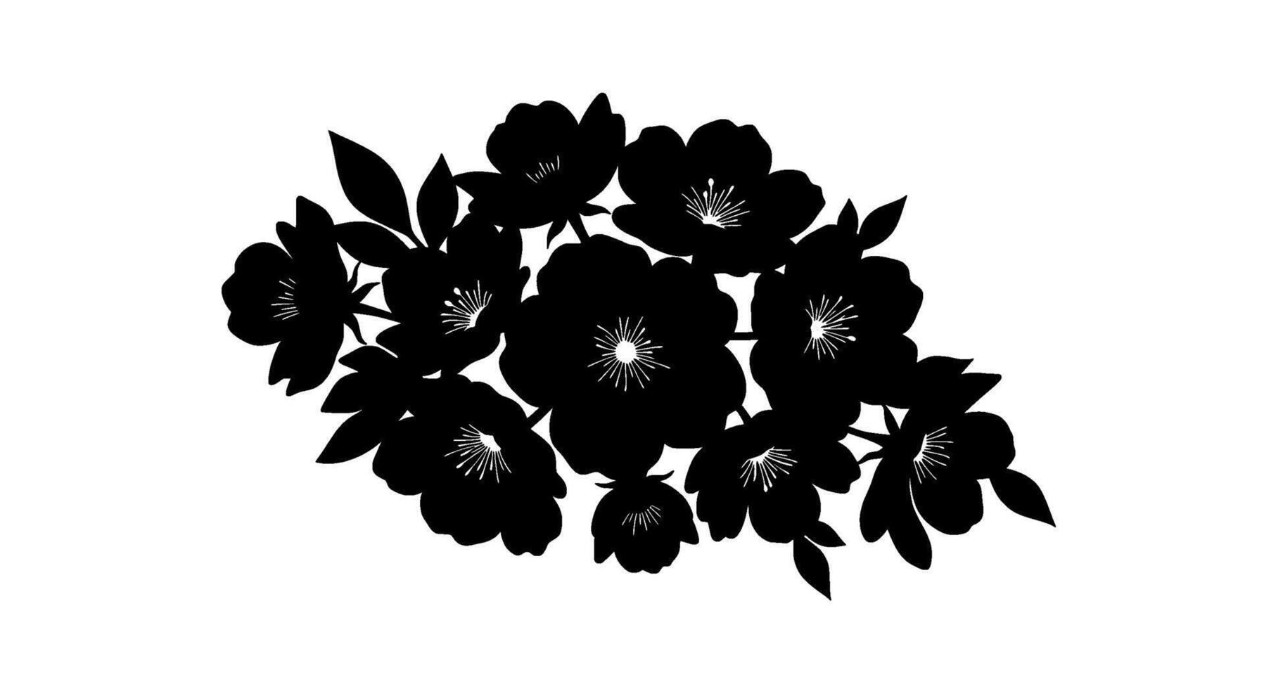 Black Silhouette Flower Bouquet Cute vector