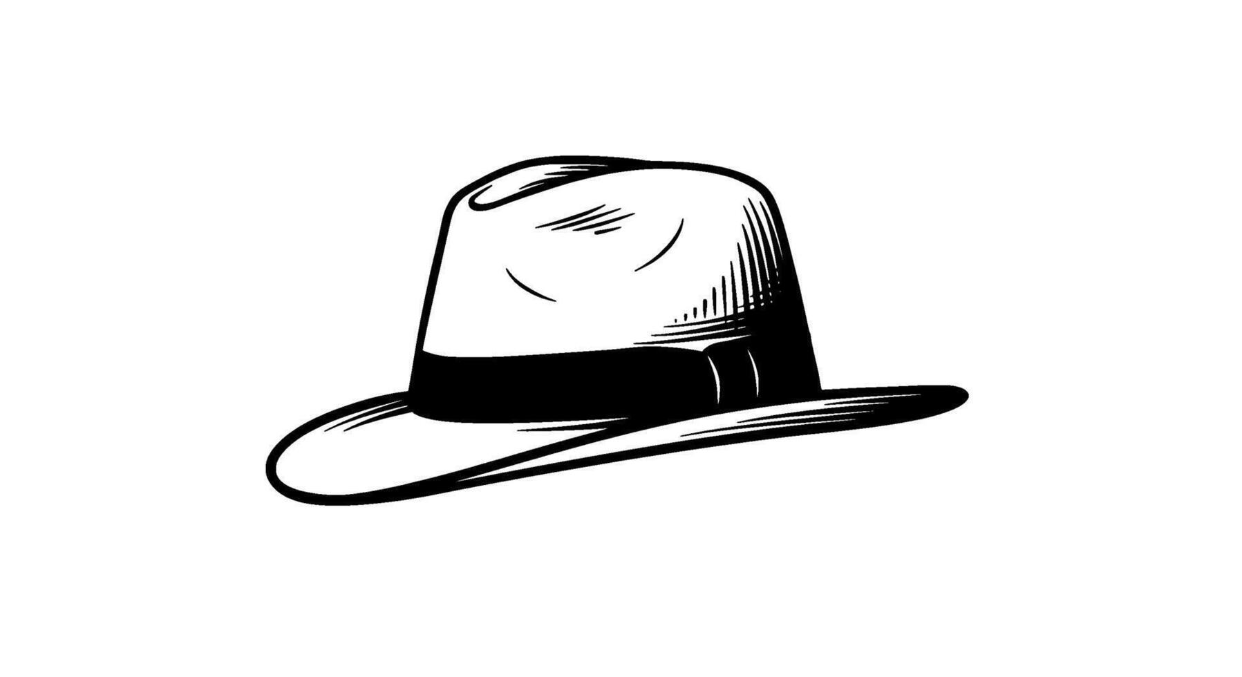 Handdrawn Fedora Hat Illustration vector