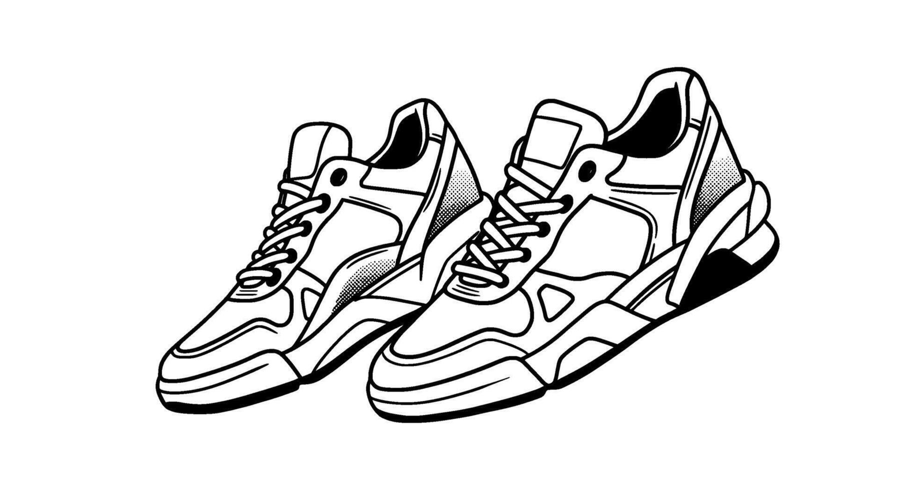 Line Art Sneakers Modern Athletic Shoe Design vector