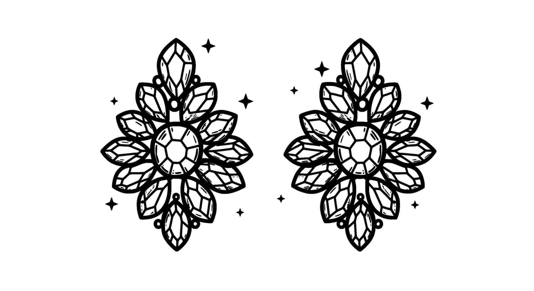 Geometric Crystal Dangle Earrings Design vector