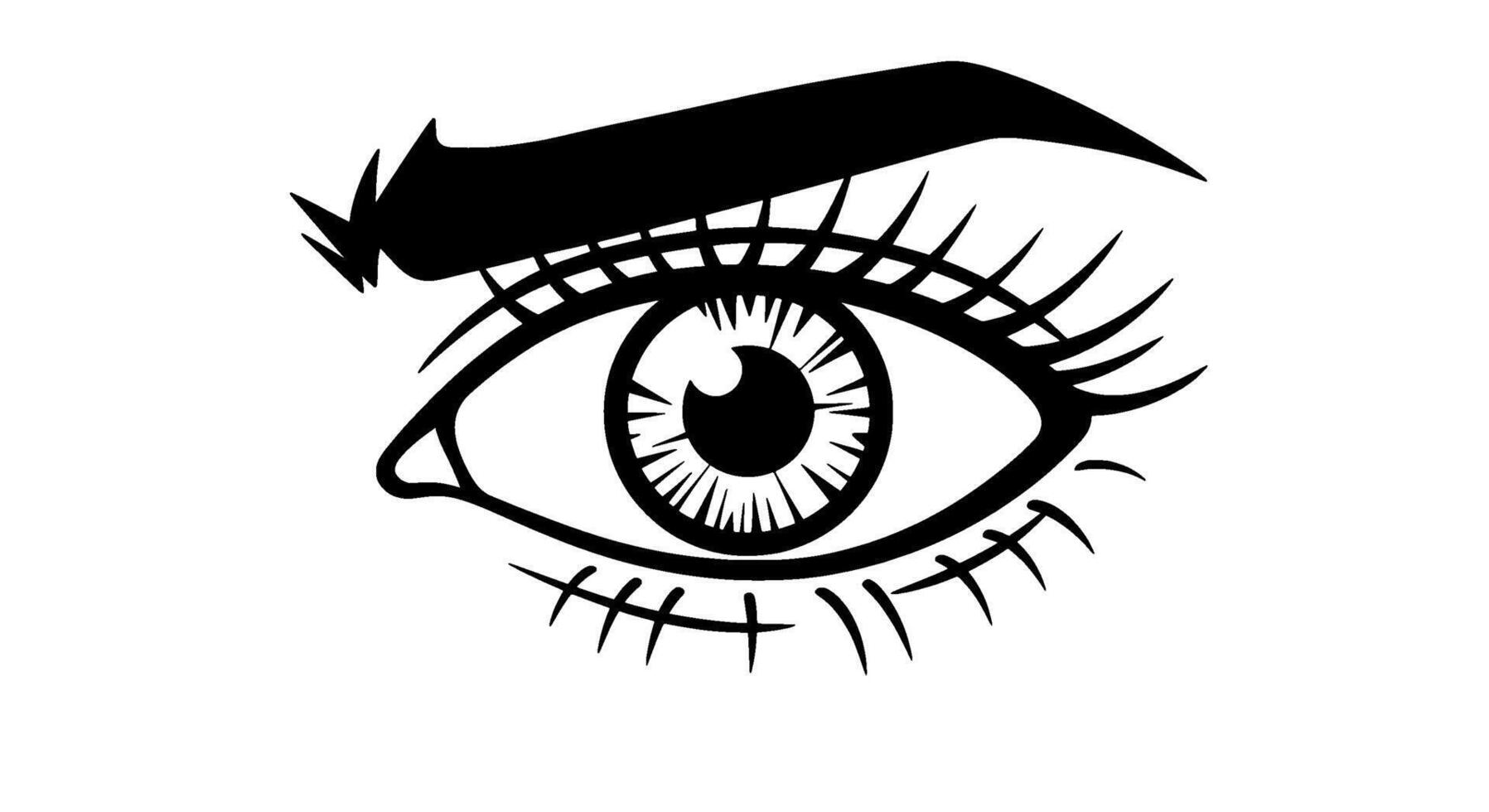 Bold Monochrome Eye with Dramatic Eyelashes vector