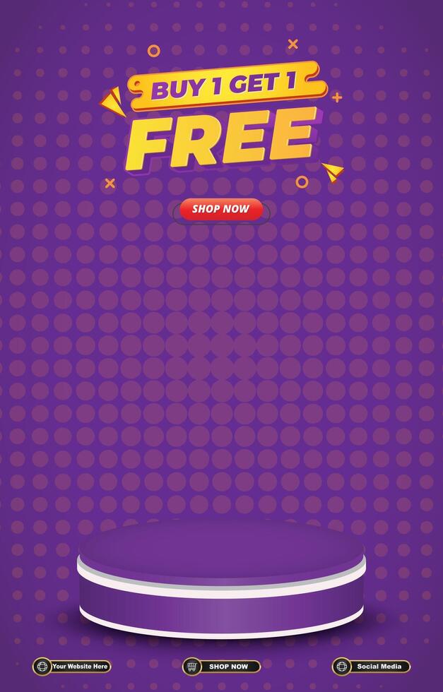 sale discount banner blank space 3d podium for social media post product sale with abstract gradient background design vector