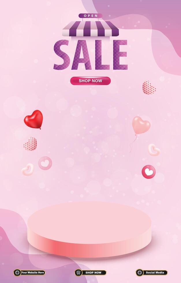 sale discount template banner with blank space 3d podium for social media post product sale with abstract gradient background design vector