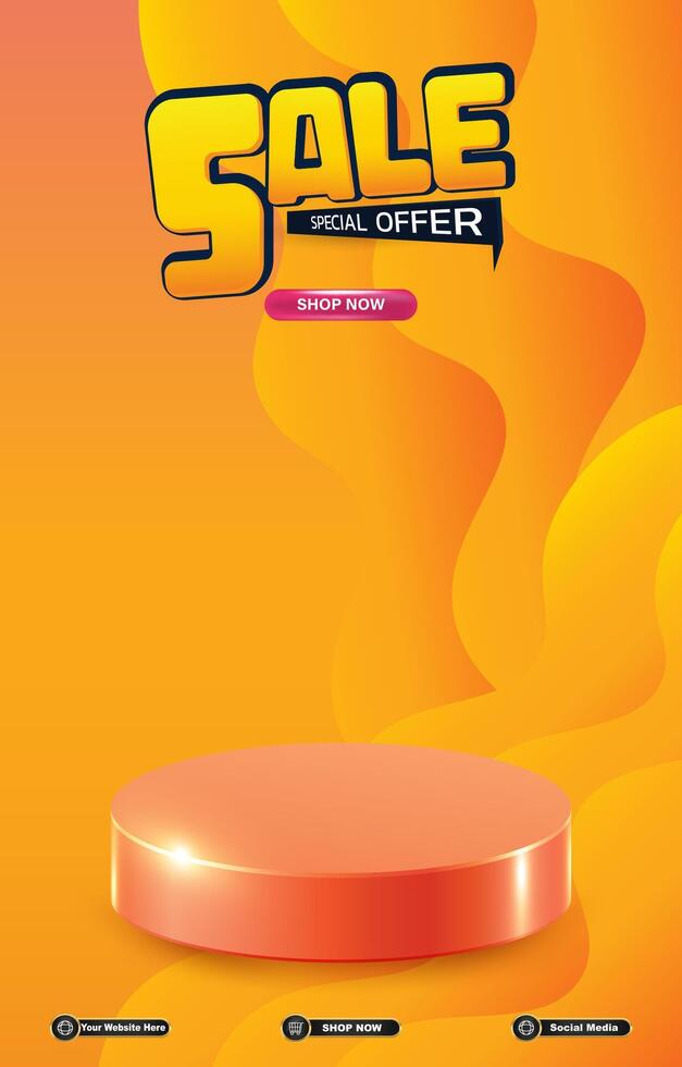 special offer sale discount portait template banner with blank space 3d podium for social media post product sale with abstract gradient background vector