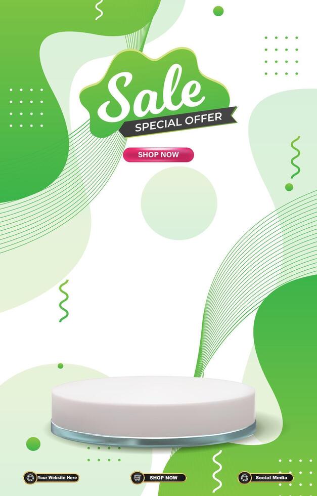 special offer sale discount portait template banner with blank space 3d podium for social media post product sale with abstract background vector