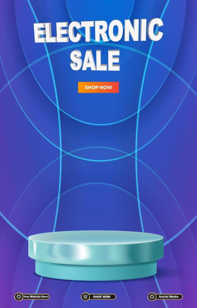 sale discount portait template banner with blank space 3d podium for social media post product sale with abstract gradient purple background design vector