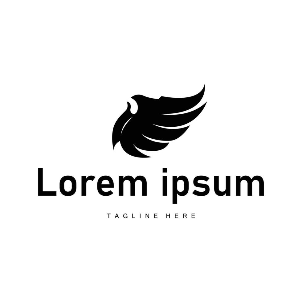 wing logo black silhouette design minimalist animal wings with simple black vector