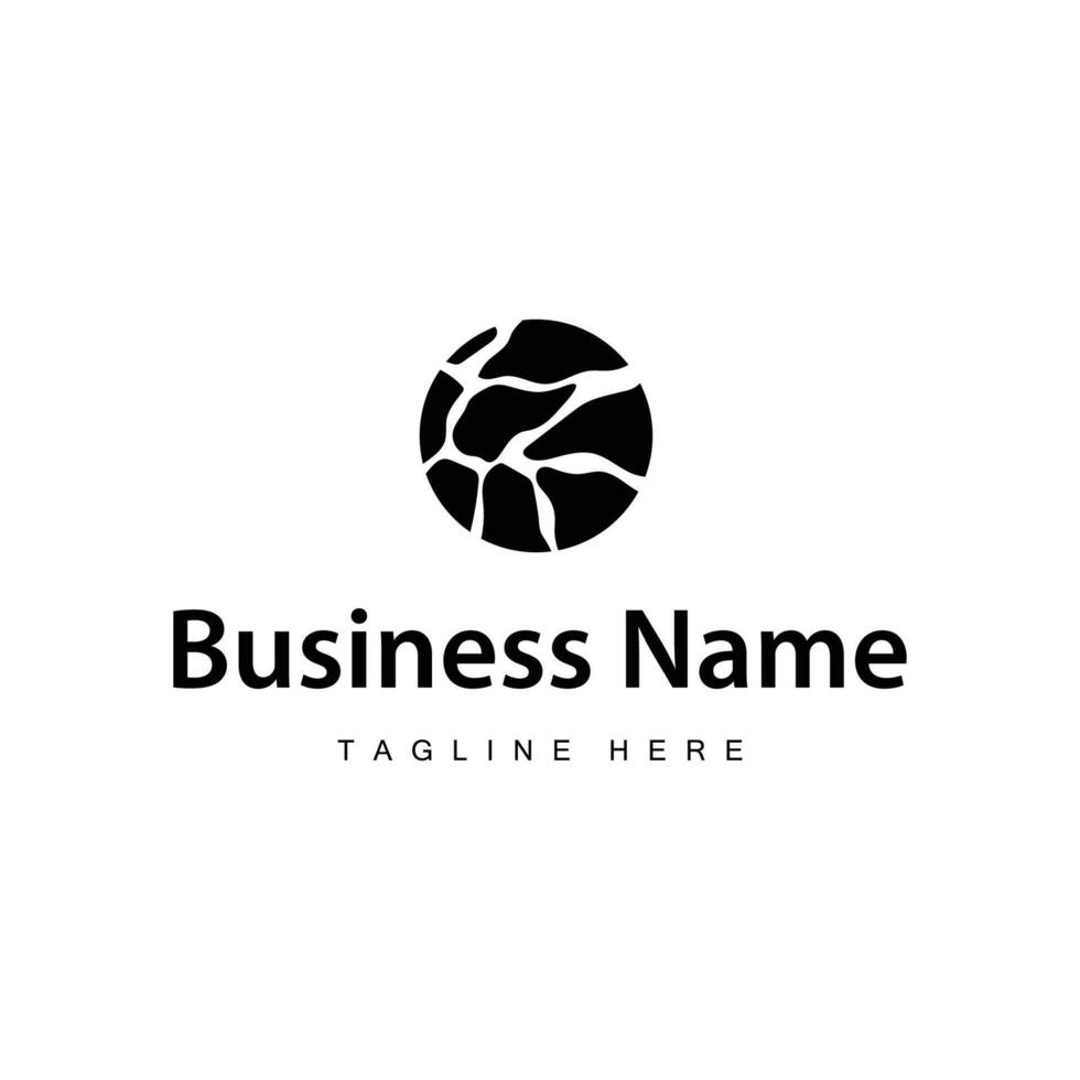 stone logo balance concept with simple black silhouette illustration of natural stone symbol vector