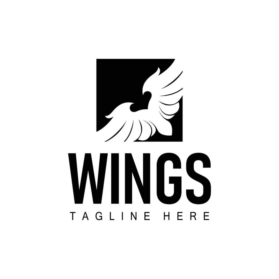 wing logo black silhouette design minimalist animal wings with simple black concept for business product brand template vector