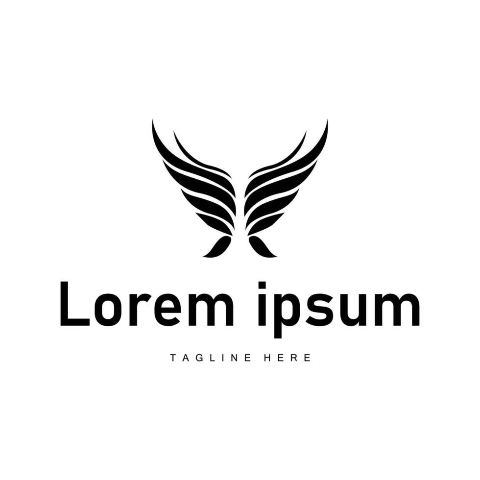 wing logo black design minimalist animal wings with simple black concept for business symbol or product brand template vector