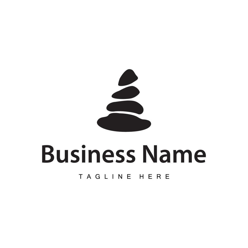 stone logo with balance concept with simple black illustration of natural stone symbol vector