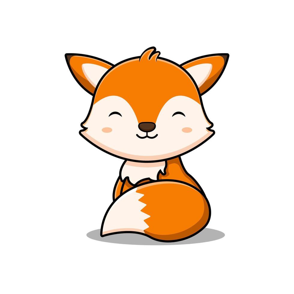 Cute Fox Mascot Character Icon Illustration. Flat Cartoon Style Suitable for Web Landing Page, Banner, Sticker, Card vector