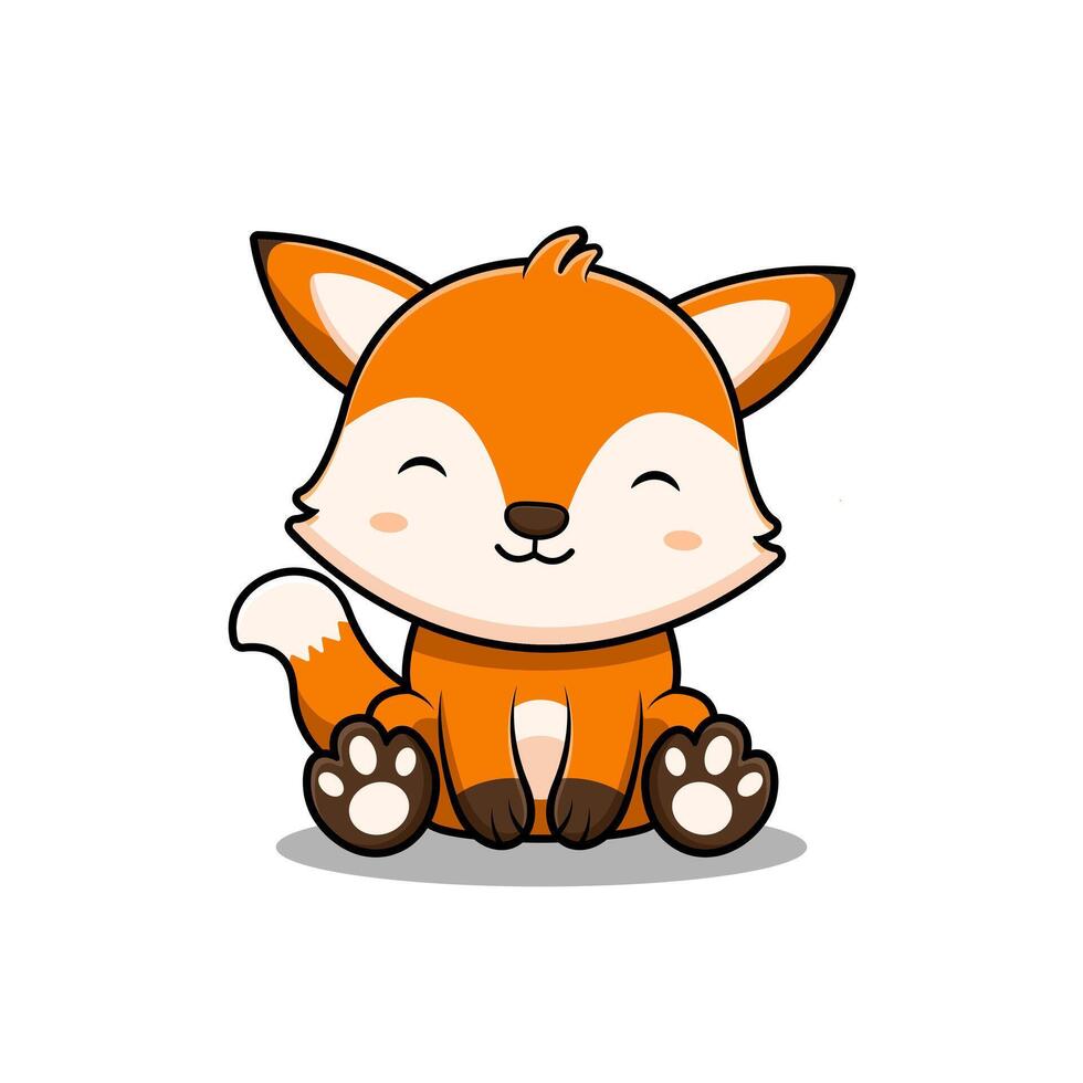 Cute Fox Sitting Mascot Character Icon Illustration. Flat Cartoon Style Suitable for Web Landing Page, Banner, Sticker, Card vector