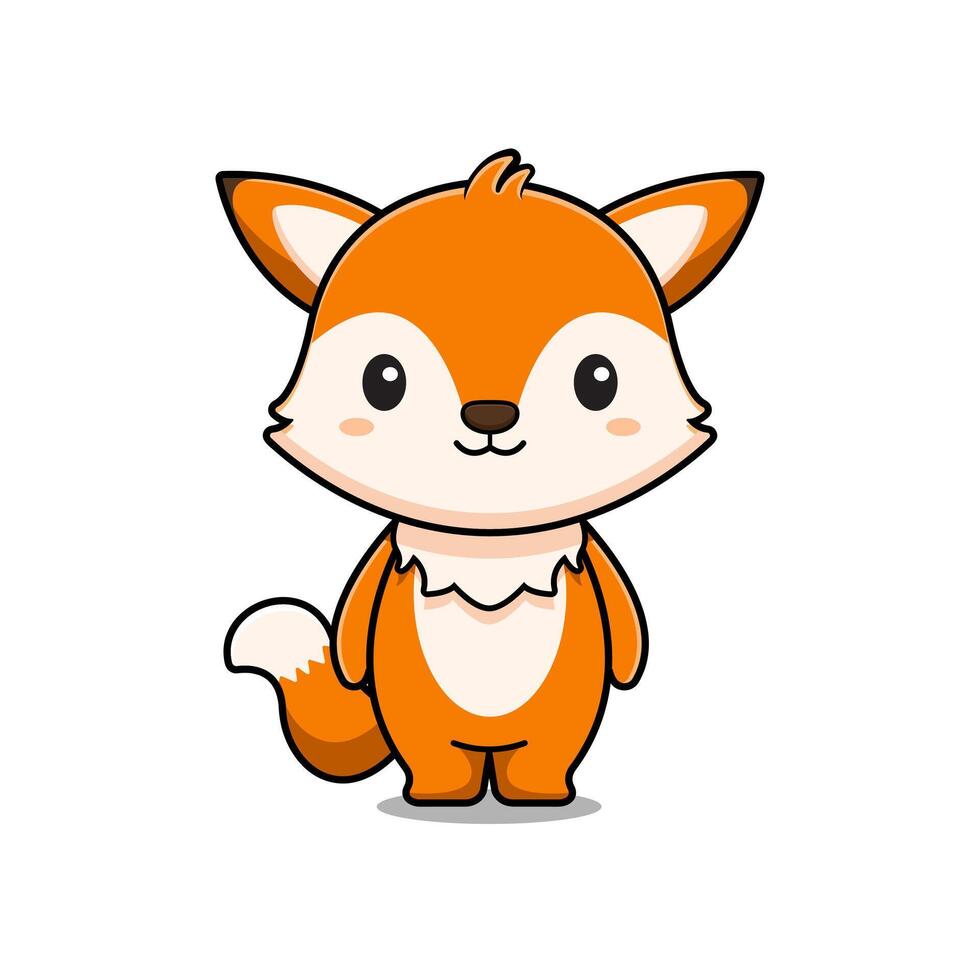 Cute Fox Logo Mascot Character Icon Illustration. Flat Cartoon Style Suitable for Web Landing Page, Banner, Sticker, Card vector
