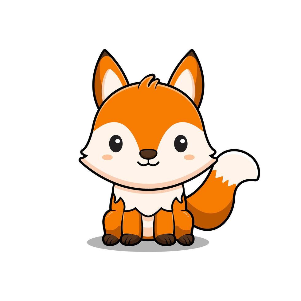 Cute Fox Baby Sitting Mascot Character Icon Illustration. Flat Cartoon Style Suitable for Web Landing Page, Banner, Sticker, Card vector