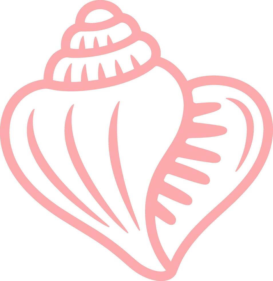 Heart Shaped Seashell Outline in Pink vector