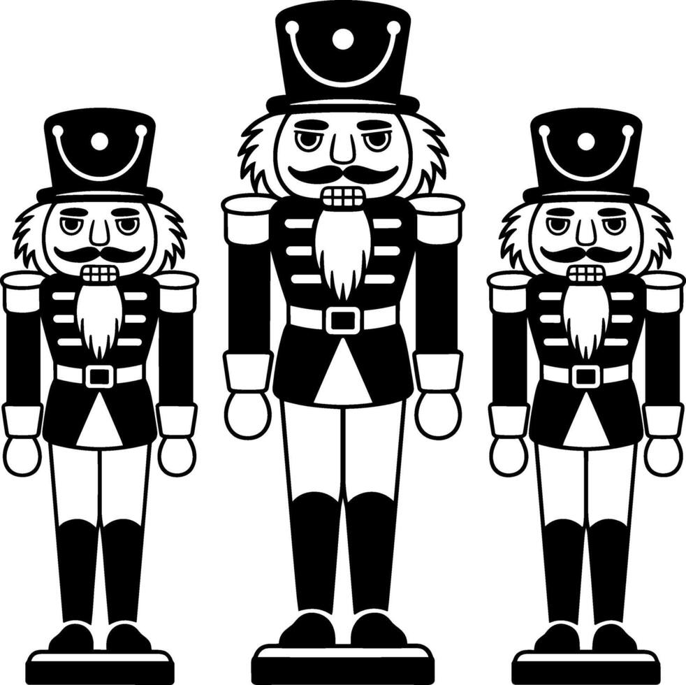 Trio of Nutcracker Soldiers in Uniform vector