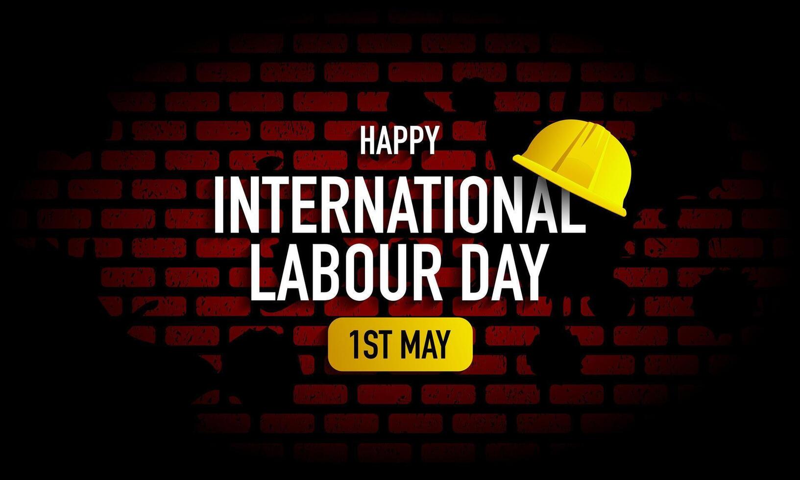 International labor day template design with helmet and unfinished wall illustration vector