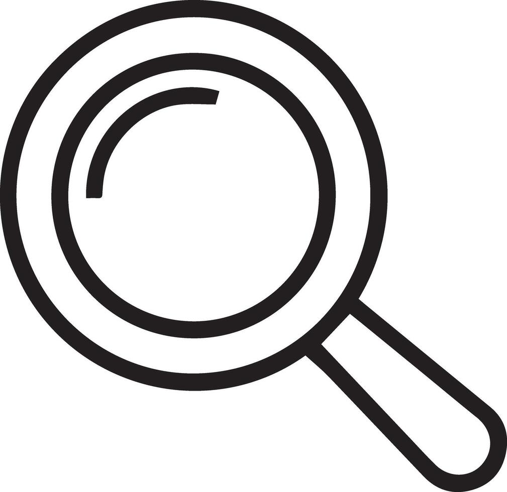 A simple black and white illustration of a magnifying glass. vector