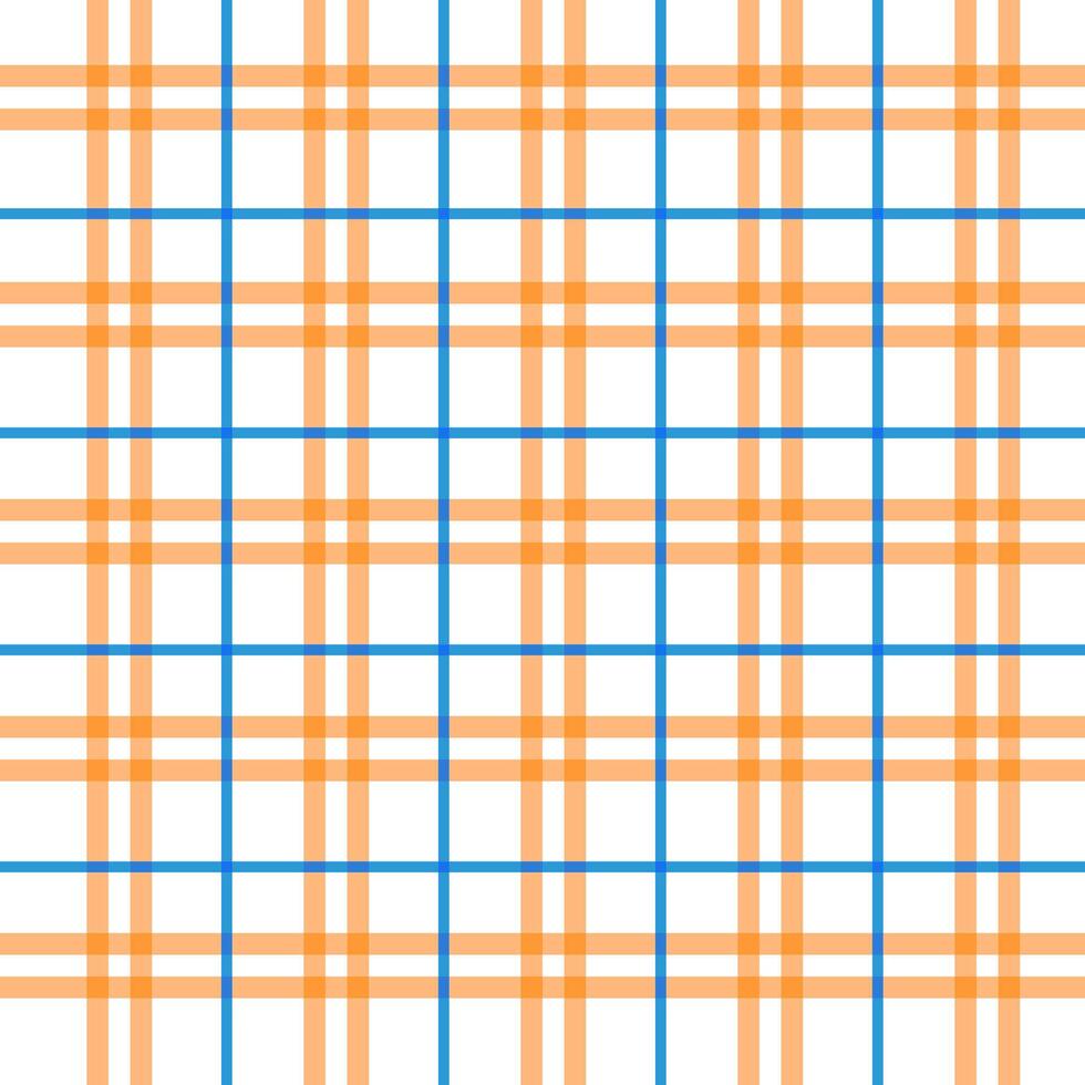 Pattern features orange and blue stripes on a white checkered background. vector